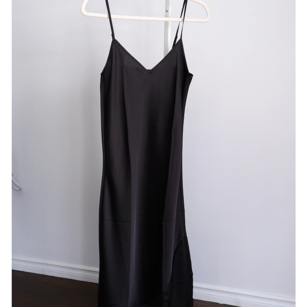 Knix Black Midi Slip Dress Spaghetti Strap V-Neck